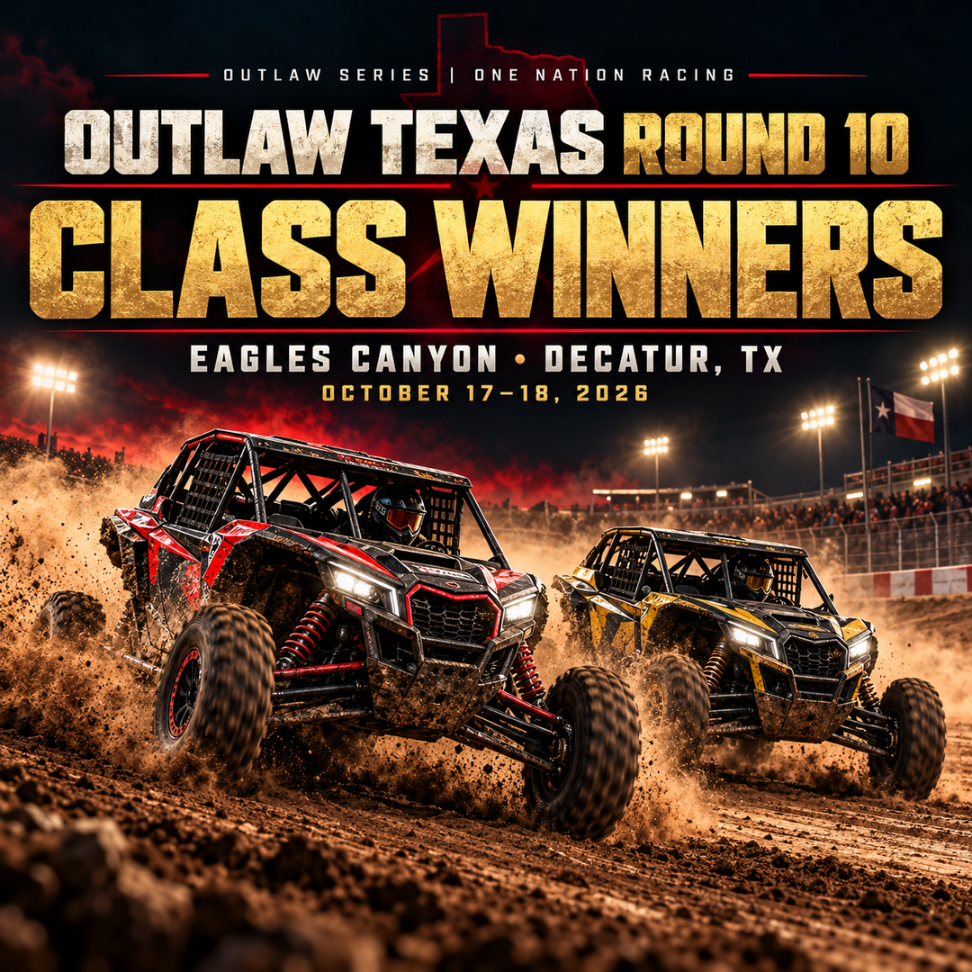 Outlaw Texas Round 10 class winners at Eagles Canyon Raceway, October 17–18, 2026